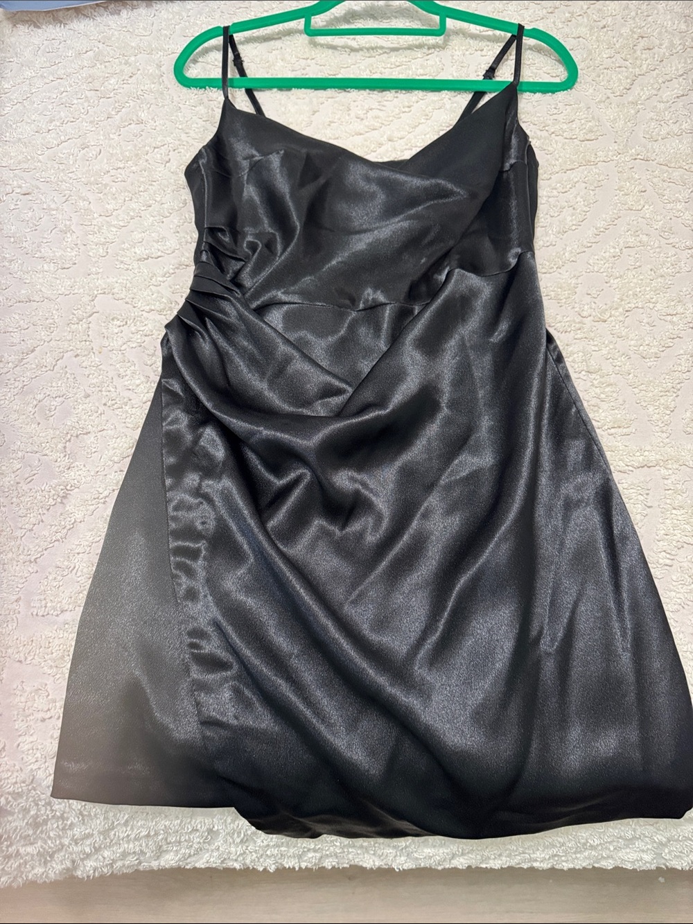 glam Black Satin Mini Slip Dress
